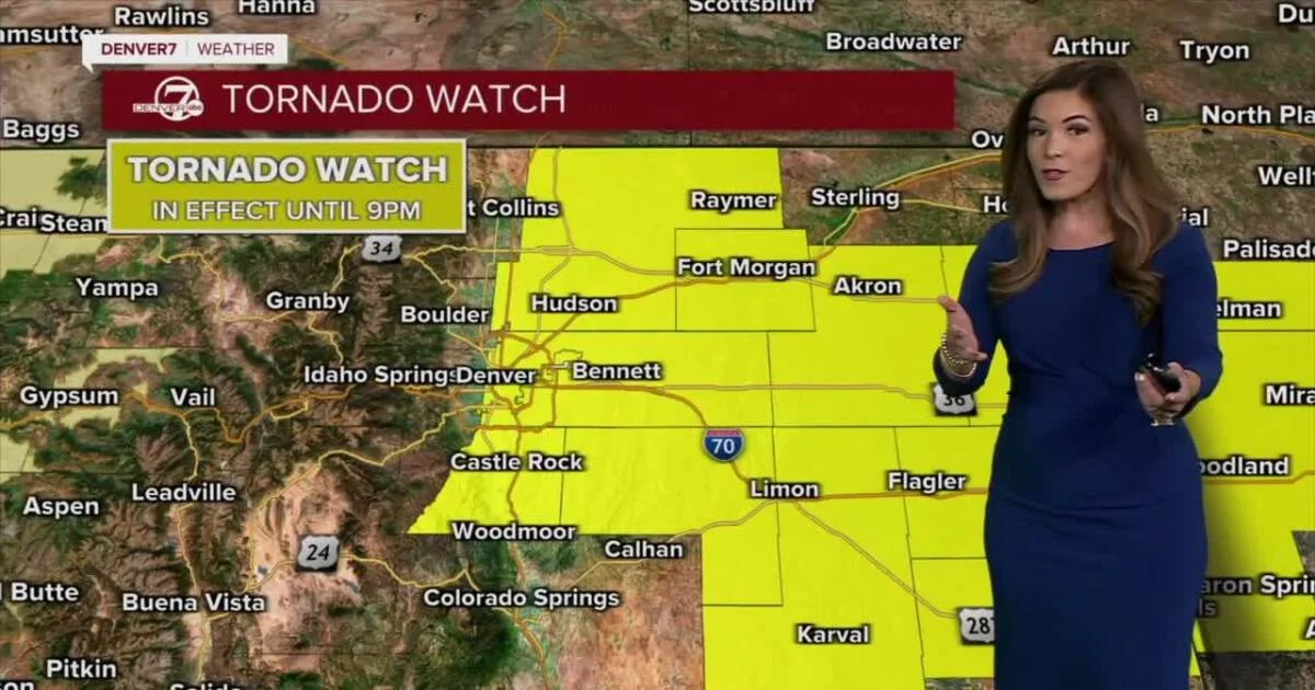 Tornado watch for eastern plains until 9 p.m. Monday