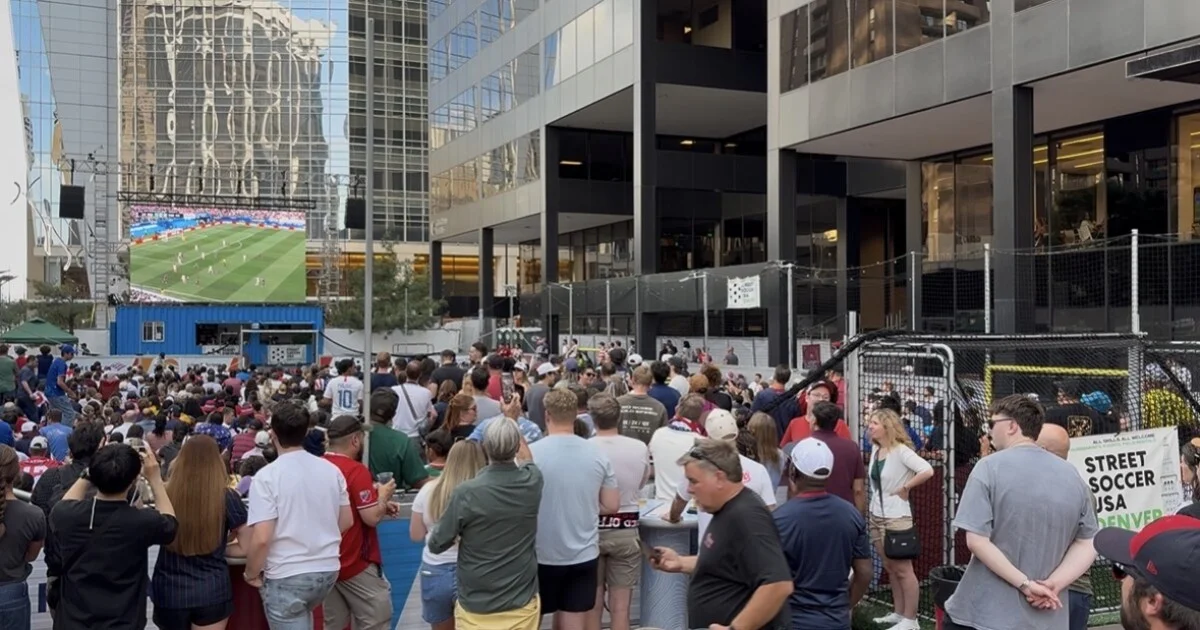 Hundreds gather in downtown Denver to watch Team USA's...