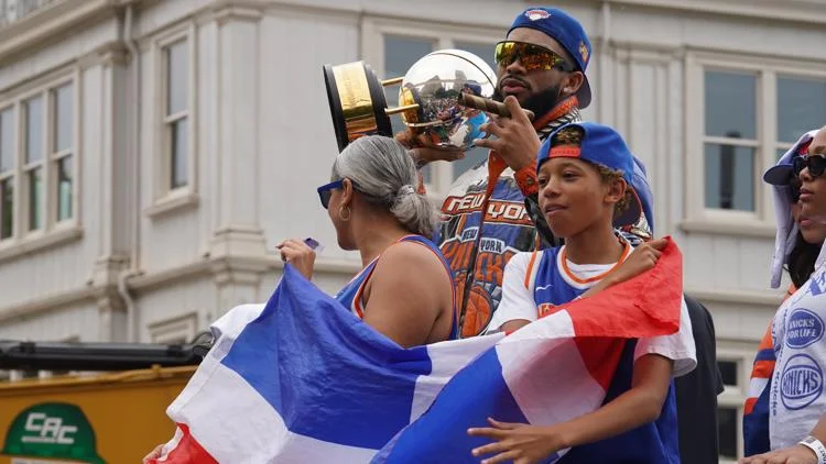 New York Knicks revel in their NBA victory parade as...