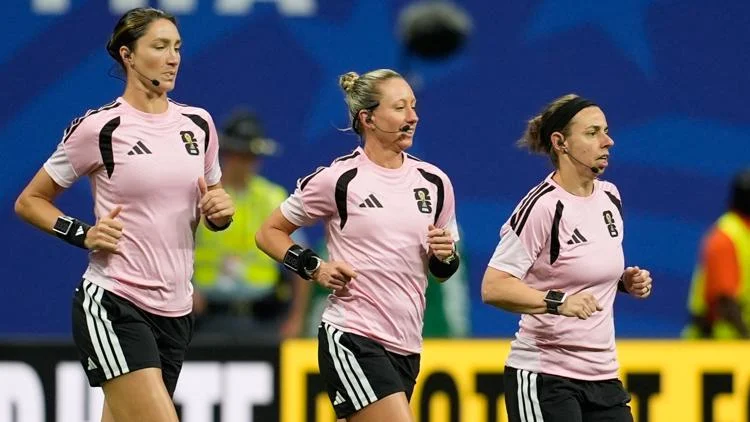 First all-American, all-female referee crew officiating...