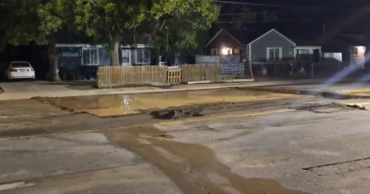 Water main break closes roads in southwest Denver in...